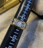 Mens heavy 14k gold ring with large diamonds