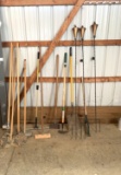 Group of Lawn Tools, Tiki Torches, & Mops