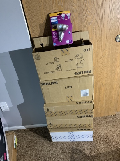 5 Boxes Containing 4  75w Philips Light Bulbs Each