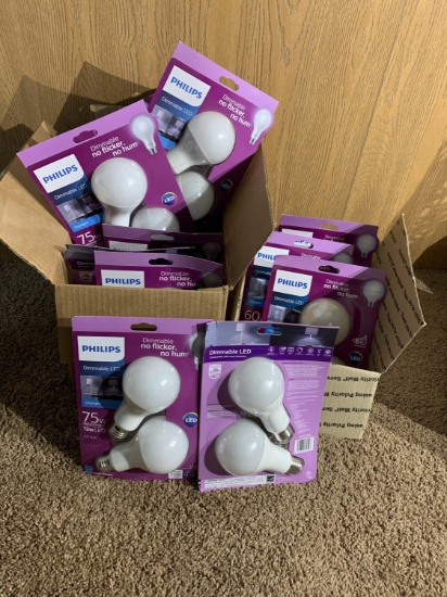 13 New Packages of Philips 75w Light Bulbs