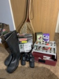 Tackle Box, Binoculars, Rubber Boots, Net & More