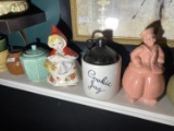 Group lot of old pottery cookie jars