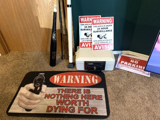 Security Warning Signs, Rug, Sentry Safe with Key & More