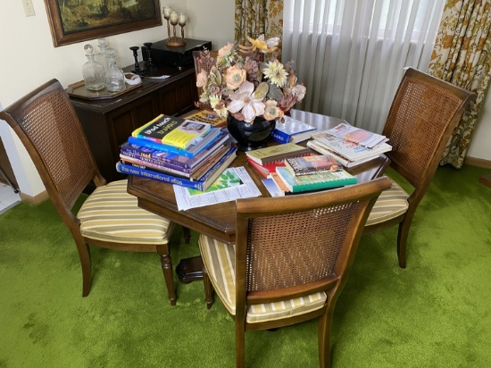 Vintage dining room table and six chairs