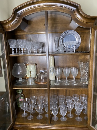 Cabinet top contents - glass, pewter etc.