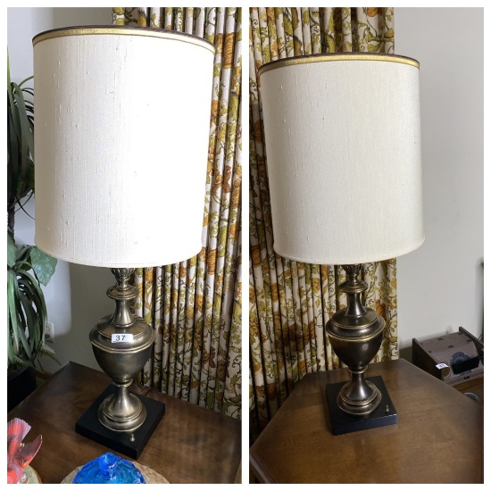 Pair of mid century brass table lamps