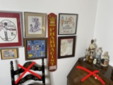 Group of Pharmacy figurines, framed pieces