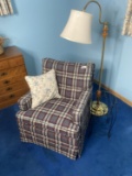 Vintage MCM Chair, lamp, stand, pillow