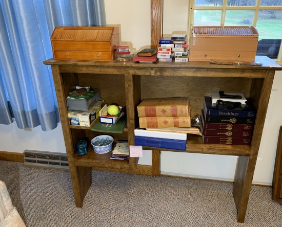 Bookshelf with Contents - Cards, Religious Books, Watch & More