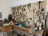 Cleaning of Workbench and Pegboard Contents.  See Photos