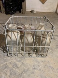 Metal Milk Crate with Milk Bottles