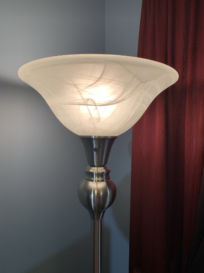 Chrome and frosted glass floor lamp
