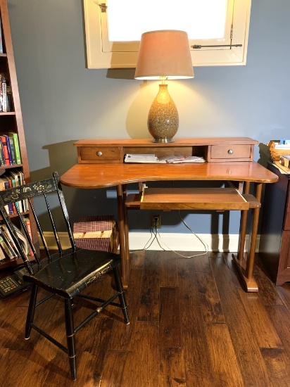 Office Desk, Chair & Lamp