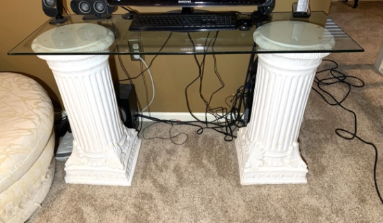 Glass Top Column Desk