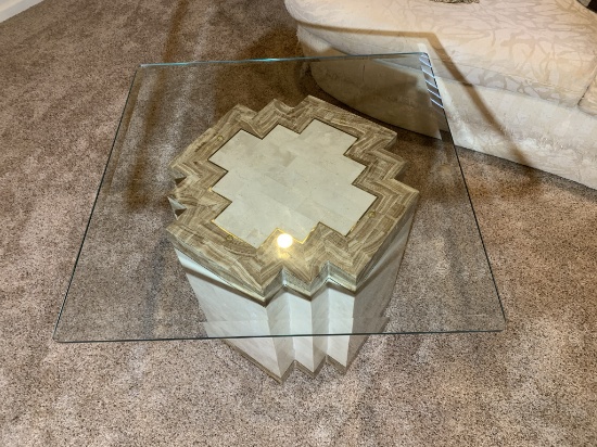 Alexvale Furniture made in the Philippines Unique Coffee Table with Beveled Glass