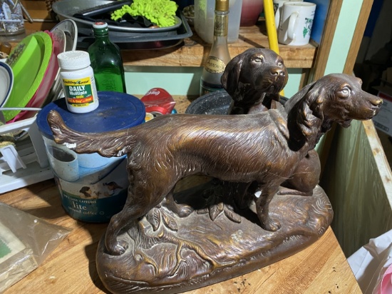 Ceramic hunting dogs statue