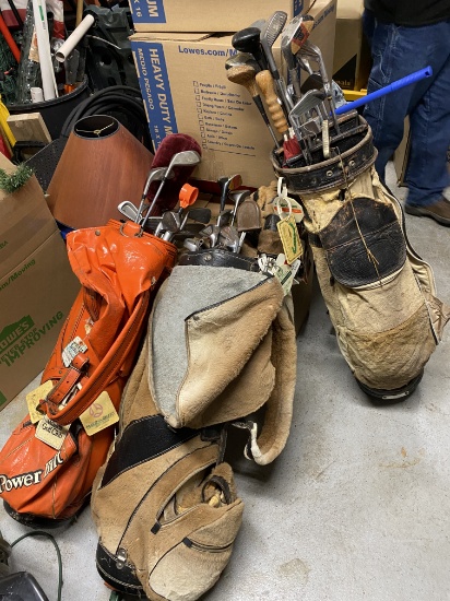 3 Old Sets of Golf Clubs w/Course Tags