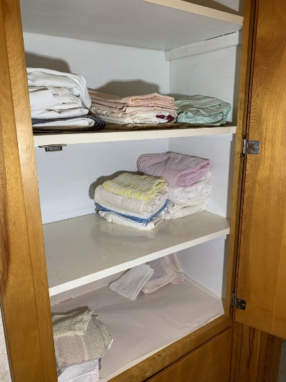 Contents of Bathroom Closet - Towels, Wash Cloths, Pillow Cases, Sheets & Assisting Bar