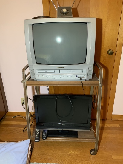 22 inch Viore Tv,  Sylvania Tv with DVD and VHS Combo, & TV Stand