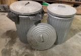 2 Galvanized Trash Cans and Extra Lid