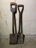 2 Antique Split Handle Wooden Shovels
