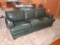 Green Leather Sofa with Brass Tacks - Well worn