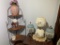 Collection of 3 Lamps and Corner Shelf with Contents