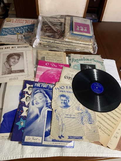 Vintage Sheet Music and News Papers