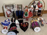 Group of dolls in various international styles