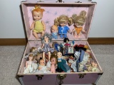 Antique Toy Dolls and Trunk.  See Photos