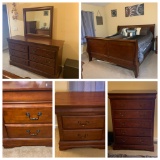 5 Piece King Bedroom Set - Bed, 2 Night Stands, Dresser with Mirror, & Chest of Drawers