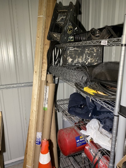 Large metal shelf and contents - Reddy Heater etc
