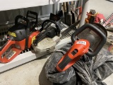 2 gas chainsaws and a hedge trimmer