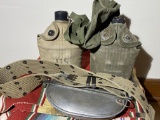 WWII Canteens, belt, mess kit