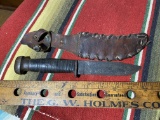 Large Navy Fighting Knife in Sheath WWII