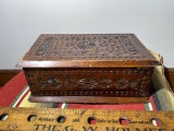 Antique 19th century Chip Carved Wooden Box