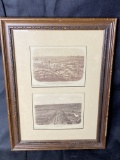 2 Civil War Battlefield Engravings in Frame