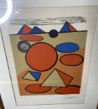 Vintage Signed Alexander Calder lithograph - Pyramids