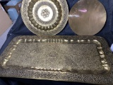 Lot of large brass exotic trays