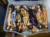 Tote full of assorted female Dolls including Barbie, others