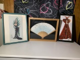 2 Homemade Barbie Themed Frames and Oriental Style Fan