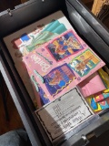 Box of comic books, Barbie paper and more