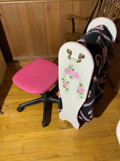 Rolling stool and Whimsical blanket rack