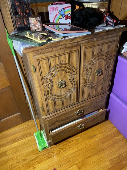 Vintage wooden cabinet with two drawers