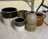 Group of assorted antique crocks, stoneware