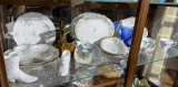 Shelf lot of assorted glass, chian