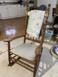 Nice antique rocking chair with brass trim
