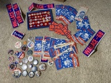Large lot political buttons, bumper stickers