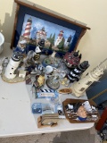 Large lot nautical and lighthouse items