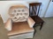 Upholstered Chair + Oak chair